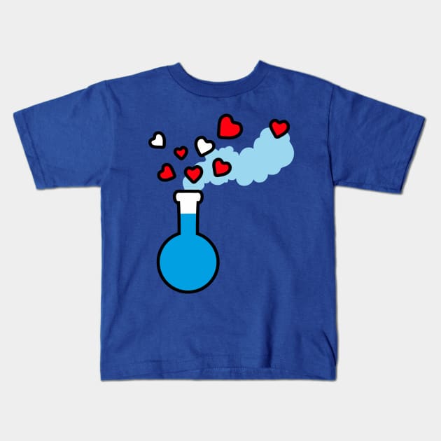 Love is My Mana - Blue Potion Laboratory Flask with Red Hearts Kids T-Shirt by XOOXOO